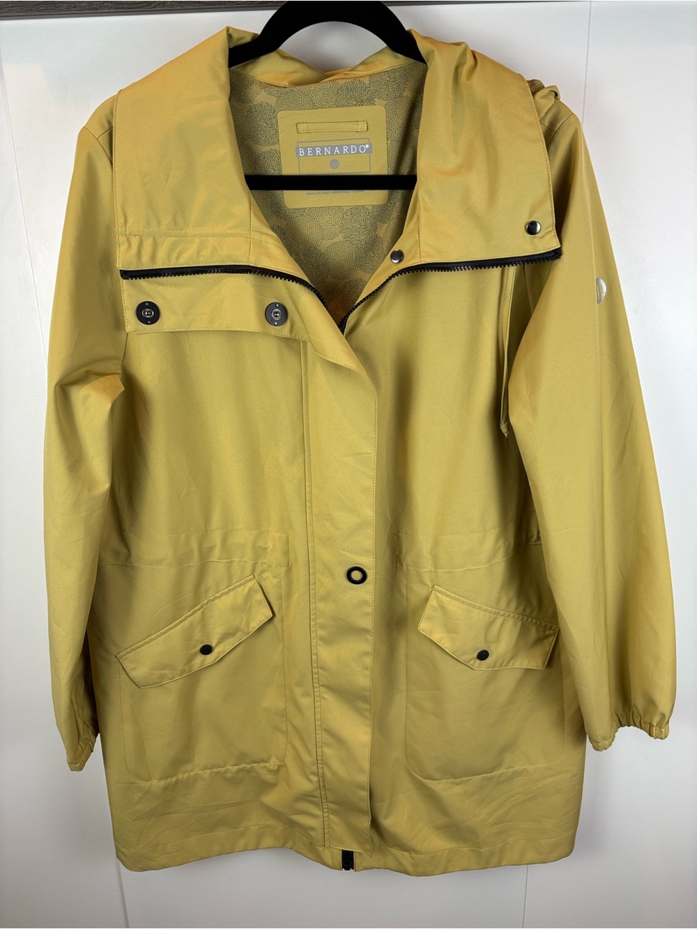 Bernardo Anorak Rain Jacket Chartreuse Yellow Mid-Length Waterproof Women's L